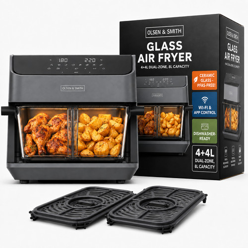 Smart air fryer 2200w dual - fryer,